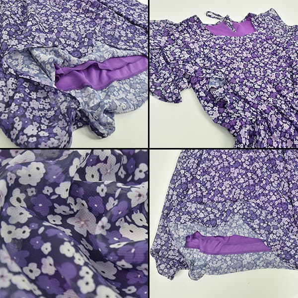 Short Sleeve Purple Floral Dress - Image 5
