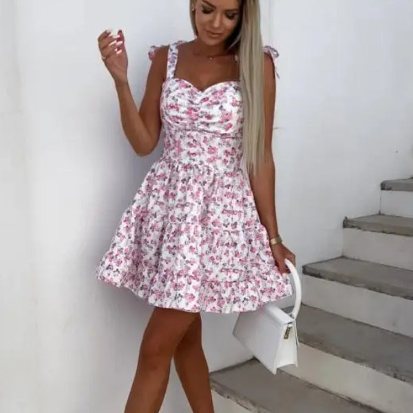 Short White Floral Dress Candy