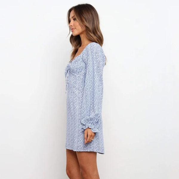 Straight-cut Short Floral Dress - Image 4
