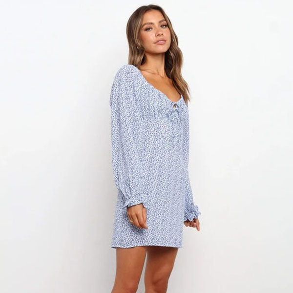 Straight-cut Short Floral Dress - Image 3