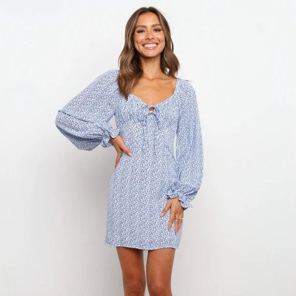 Straight-cut Short Floral Dress