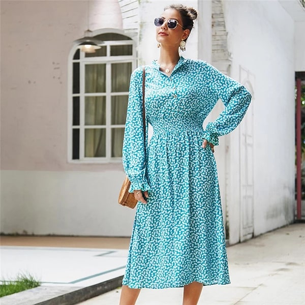 Alternative view of Turquoise Floral Dress Long