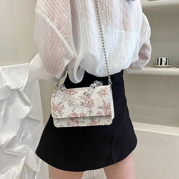 White Floral Clutch Bag - Image 4