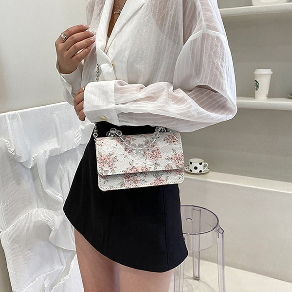 White Floral Clutch Bag - Image 3