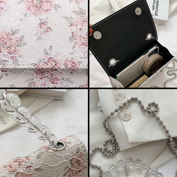 White Floral Clutch Bag - Image 5