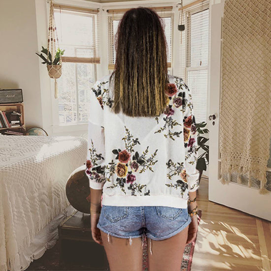 White Floral Print Jacket - Image 3