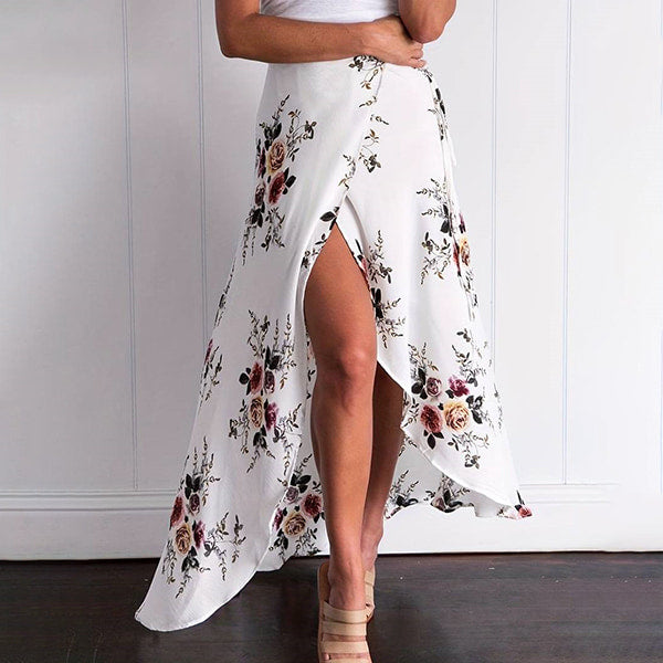 White Floral Skirt Long