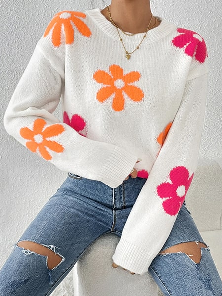 White Floral Sweater - Image 3