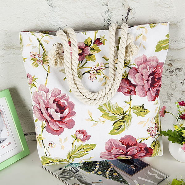 White Floral Tote Bag