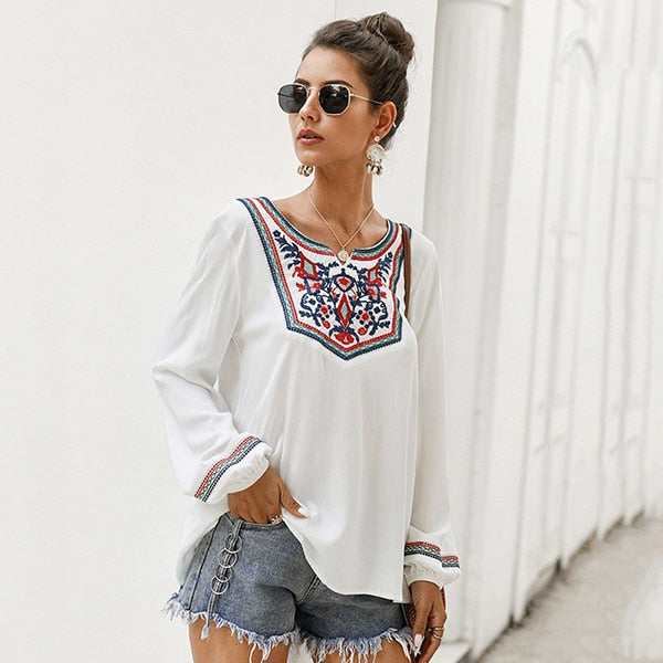 White Floral Tunic Top - Image 3