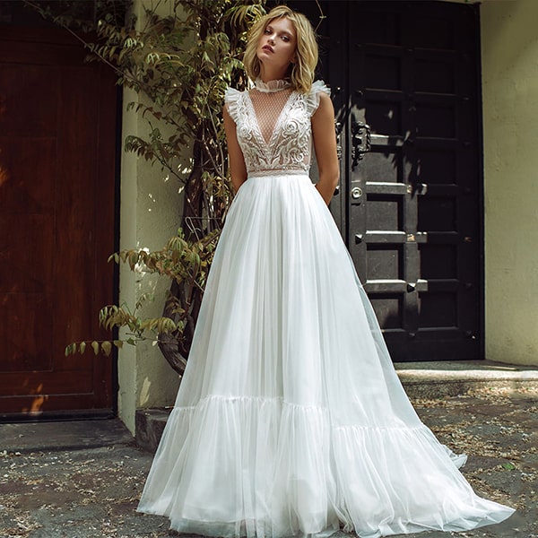 White Floral Wedding Dress