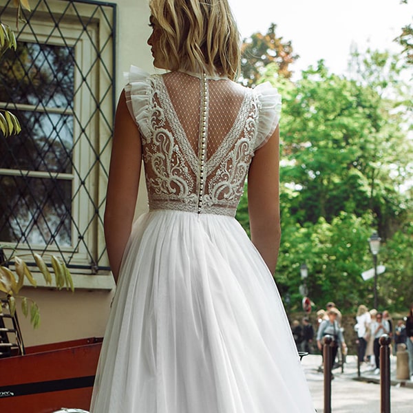 White Floral Wedding Dress - Image 4