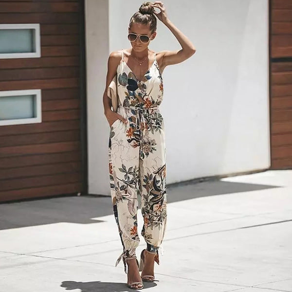White Jumpsuit Floral