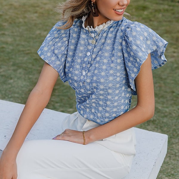 Women's Floral Blouse Short Sleeve - Image 4