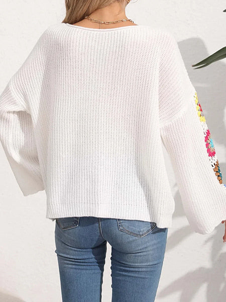 Women's White Floral Sweater - Image 3
