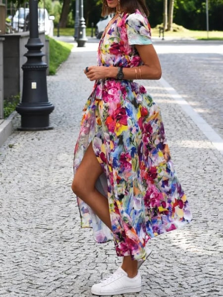 Wrap Dress Long Floral - Image 4