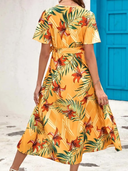 Yellow Floral Long Dress - Image 4
